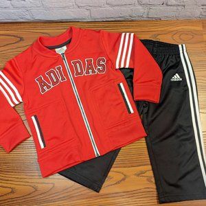 Adidas Track Suit, Red & Black, Size 2T Jacket & Matching Pants